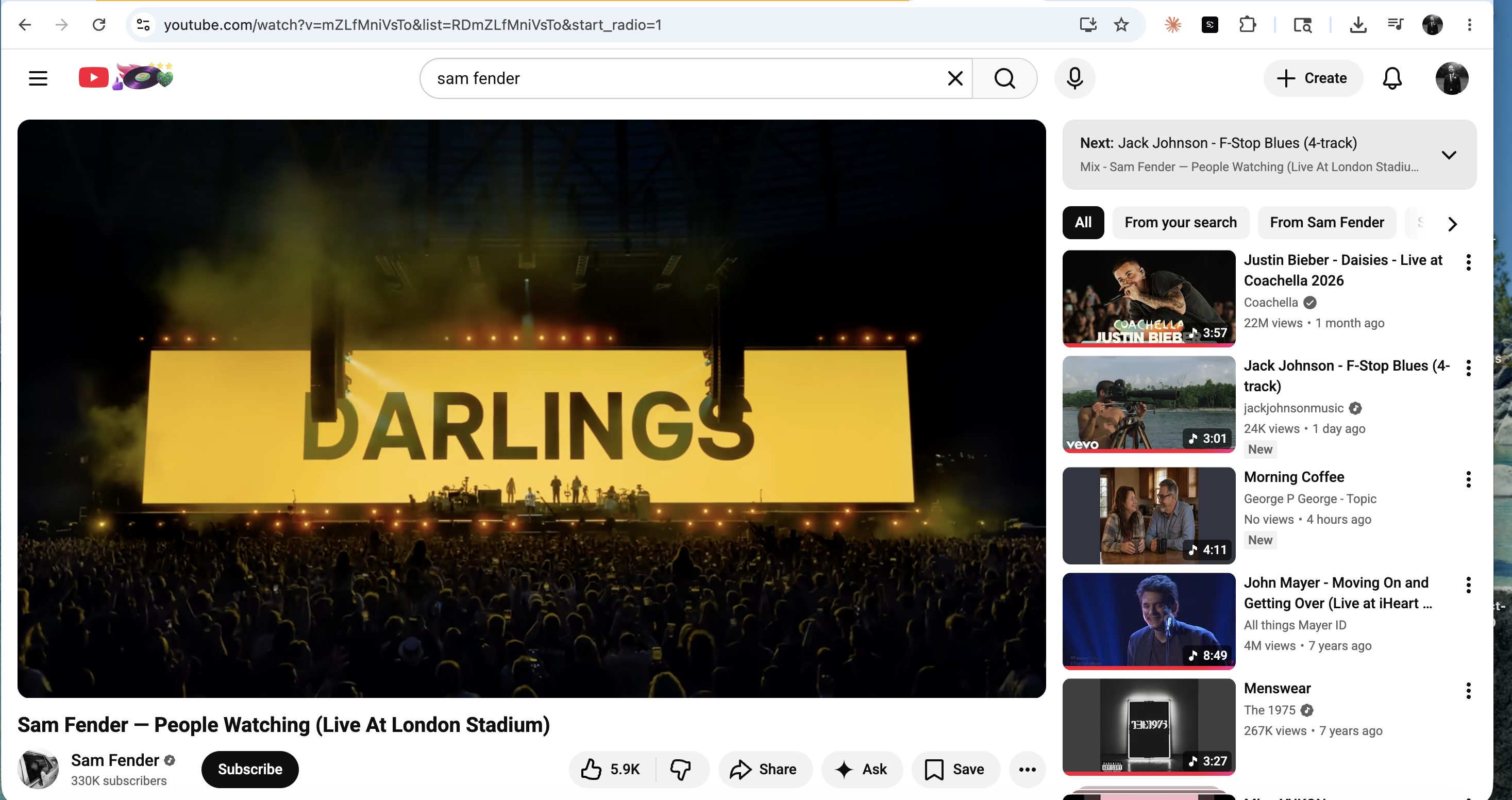 Sam Fender 'Darlings' at Wembley